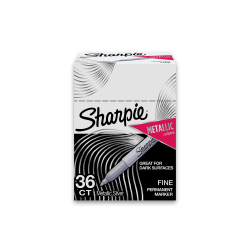 Sharpie® Metallic Permanent Markers, Fine Point, Metallic Silver, Pack Of 36