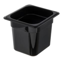 StorPlus 1/6-Size Plastic Food Pans, 6"H x 6 3/8"W x 6 3/4"D, Black, Pack Of 6