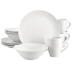 Gibson Home Wintercap 12-Piece Fine Ceramic Dinnerware Set, White