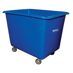 Royal Basket Trucks 16 BU Metal Base Poly Truck, 35-1/2"H x 32"W x 30"D, Blue
