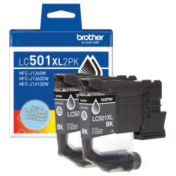 Brother LC501XL2PK Black High Yield Ink Cartridges, 2 pack