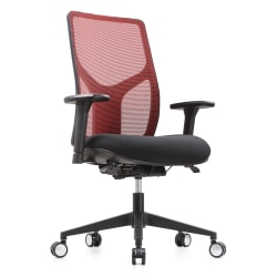 WorkPro® 4000 Series Multifunction Ergonomic Mesh/Fabric High-Back Executive Chair, Red/Black, BIFMA Compliant