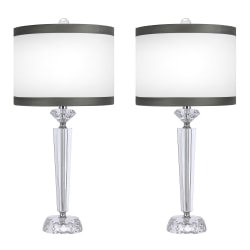 LumiSource Diamond Stacked Contemporary Table Lamps, 25-3/4"H, Dark Gray & Off-White Shade/Polished Nickel Base, Set Of 2 Lamps