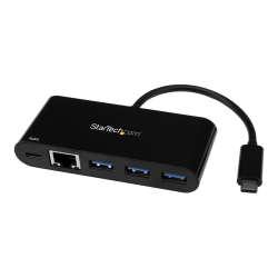 StarTech.com USB-C to Ethernet Adapter with 3-Port USB 3.0 Hub and Power Delivery - USB-C GbE Network Adapter + USB Hub w/ 3 USB-A Ports - USB Type C - External - 4 USB Port(s) - 1 Network (RJ-45) Port(s) - 4 USB 3.0 Port(s) - UASP Support