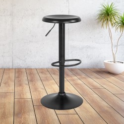 Flash Furniture Madrid Series Adjustable Height Retro Barstool, Black