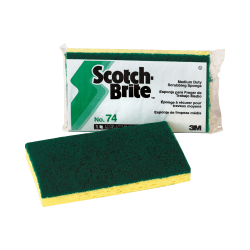3M Scotch-Brite™ Cellulose Medium-Duty Scrubbing Sponge, 6 1/4"H x 3 1/2"W x 3/4"D, Yellow/Green