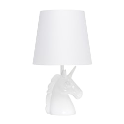 Simple Designs Sparkling Unicorn Table Lamp, 16"H, White/Iridescent