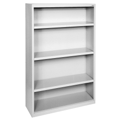 Lorell® Fortress Series Steel Modular Shelving Bookcase, 4-Shelf, 60"H x 34-1/2"W x 13"D, Light Gray