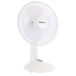 Impress Oscillating 3-Speed Table Fan, 15"H x 12"W x 12"D, White