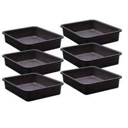 Teacher Created Resources Plastic Letter Tray, Large, Black, Pack Of 6