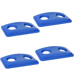 Alpine Can And Bottle Recycling Lids For Slim Recycling Trash Cans, 20" x 12", Blue, Pack Of 4 Lids