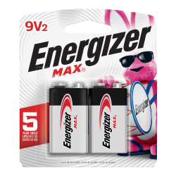 Energizer® Max® 9-Volt Alkaline Batteries, Pack Of 2
