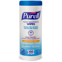 Purell® Sanitizing Wipes, Fresh Citrus Scent, Pack of 100 Wipes