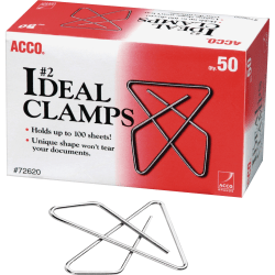 ACCO® Ideal Paper Butterfly Clamp, #2 Size (Small), Box Of 50