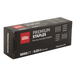 Office Depot® Brand Staples, 1/4" Premium, Full Strip, Box Of 5,000