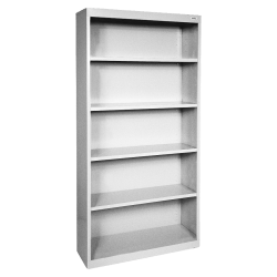 Lorell® Fortress Series Steel Modular Shelving Bookcase, 5-Shelf, 72"H x 34-1/2"W x 13"D, Light Gray
