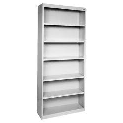 Lorell® Fortress Series Steel Modular Shelving Bookcase, 6-Shelf, 82"H x 34-1/2"W x 13"D, Light Gray