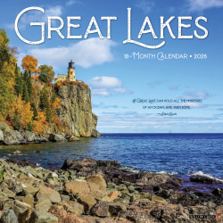 2026 Willow Creek Press Scenic Monthly Wall Calendar, 12" x 12", Great Lakes, January To December, 51368