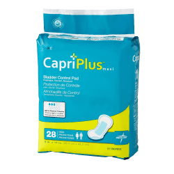 Capri Plus Bladder Control Pad Incontinent Liners, Ultra Plus, 8" x 17", White, Case Of 28