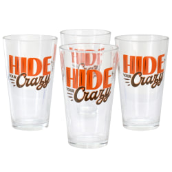 Wanda June Home by Miranda Lambert Hide Your Crazy 4-Piece Glass Tumbler Set, 16 Oz, Clear