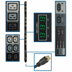 Tripp Lite PDU 3-Phase Metered 208V 8.6kW L21-30P 36 C13; 9 C19 0URM TAA, PDU3MV6L2130A