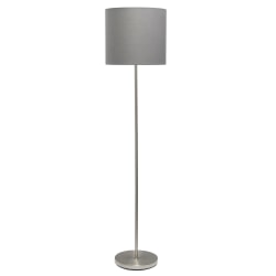 Simple Designs Floor Lamp, 58"H, Gray Shade/Brushed Nickel Base