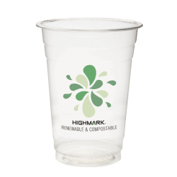 Highmark® ECO Compostable Plastic Cups, 16 Oz, Clear, Pack Of 500
