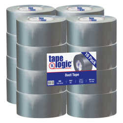 Tape Logic® Color Duct Tape, 3" Core, 3" x 180', Silver, Case Of 16