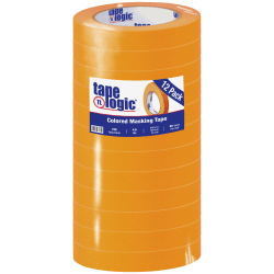 Tape Logic® Color Masking Tape, 3" Core, 0.75" x 180', Orange, Case Of 12