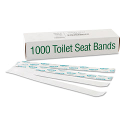 Bagcraft Sani/Shield Printed Toilet Seat Bands, 16" x 1 1/2", Blue/White, Pack Of 1,000