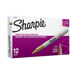 Sharpie® Metallic Permanent Markers, Fine Point, Gold Ink, Pack Of 12