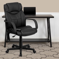 Flash Furniture Ergonomic LeatherSoft™ Faux Leather High-Back Massaging Chair, Black