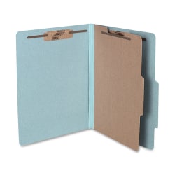 ACCO® Durable Pressboard Classification Folders, Letter Size, 2" Expansion, 1 Partition, 60% Recycled, Sky Blue, Box Of 10