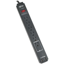 Tripp Lite Surge Protector Power Strip 120V USB 6 Outlet 6' Cord 990 Joule TAA - Surge protector - 15 A - AC 120 V - 1875 Watt - output connectors: 6 - black - TAA Compliant - for P/N: CLAMPUSBLK, CLAMPUSW