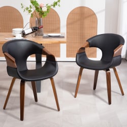 Glamour Home Baylor Faux Leather Dining Accent Chairs, Black/Brown, Set Of 2 Chairs