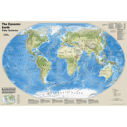 National Geographic The Dynamic Earth, Plate Tectonics Map, Laminated, 36" x 24"