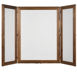 Excello Wall-Mounted Double-Sided Folding Magnetic Dry-Erase Whiteboard, Steel, 40" x 60", White, Brown Wood Frame