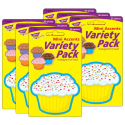 TREND Mini Accents, 3", Cupcakes, 36 Accents Per Pack, Set Of 6 Packs