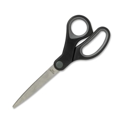 Sparco Rubber Handle Scissors, 8", Pointed, Black/Gray