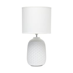 Simple Designs Purled Texture Table Lamp, 20-7/16"H, White/Off White