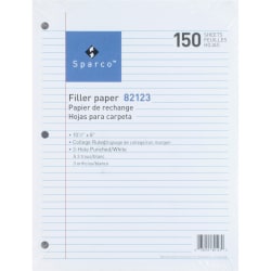 Sparco Standard Filler Paper, 8" x 10 1/2", 16 Lb, White, Ream Of 150 Sheets
