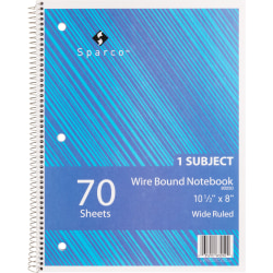 Sparco Wirebound Notebook, 8" x 10-1/2", Wide Rule, Assorted