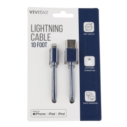 Vivitar Lightning To USB-A Cable, 10', Navy, NIL1010-NAV-STK-24
