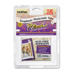 Brother® TZ-AF131 Acid-Free Black-On-Clear Labeling Tape, Clear, 0.5" x 26'