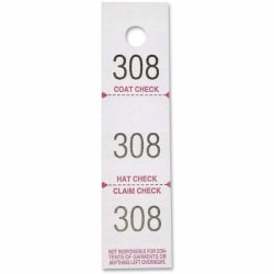 Sparco 3-Part Coat Check Tickets - White - 500 / Pack