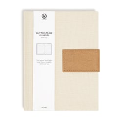 U Brands® Arid Ivy Fabric Wrapped Journal With Magnetic Closure, 6" x 8", Ruled, 96 Sheets, Cream