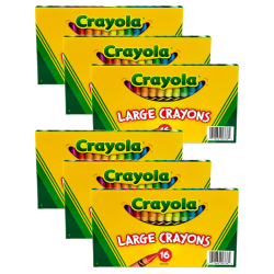 Crayola Large Crayons, Classic Colors, 16 Per Pack, Set Of 6 Packs