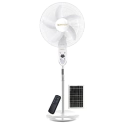QFX Quanteck Pedestal 18" Solar Fan, 44"H x 18"W x 18"D, White