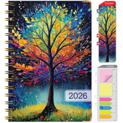 2025-2026 Global Excello Brands Hardcover Fashion Weekly/Monthly Planner, 5-1/2" x 8", Black Tree Seasons, November 2025 To December 2026