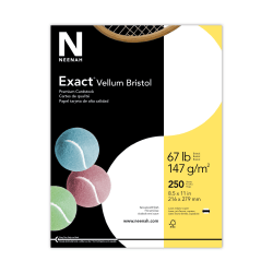 Exact® Vellum Bristol Cover Stock, 8 1/2" x 11", 67 Lb, White, Pack Of 250 Sheets